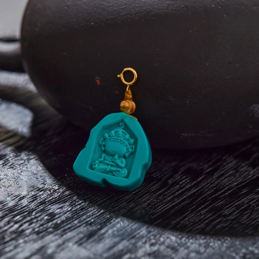 【玉氏珠宝】18K金绿松无相吊坠多样性发一#XYGD094131-A