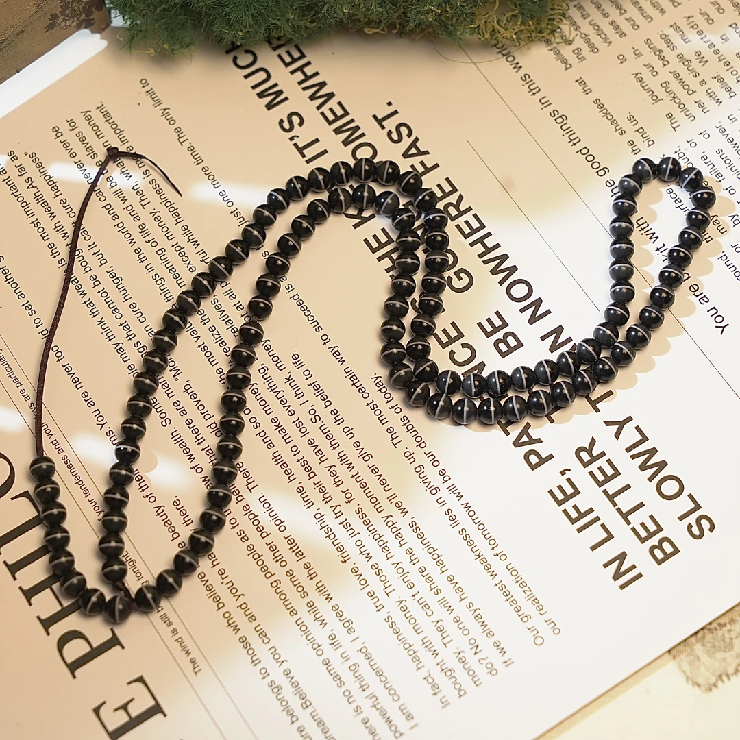 108一线药师玛瑙珠手串，玛瑙念珠，尺寸6mm左右05110888黑