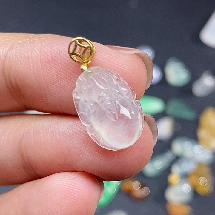 翡翠18K金镶嵌颈饰001