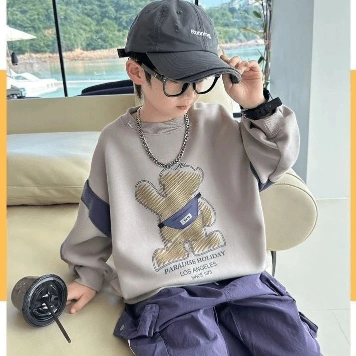 哪吒卫衣儿童拼接撞色男童休闲圆领男孩秋款套头长袖春秋洋气宽松