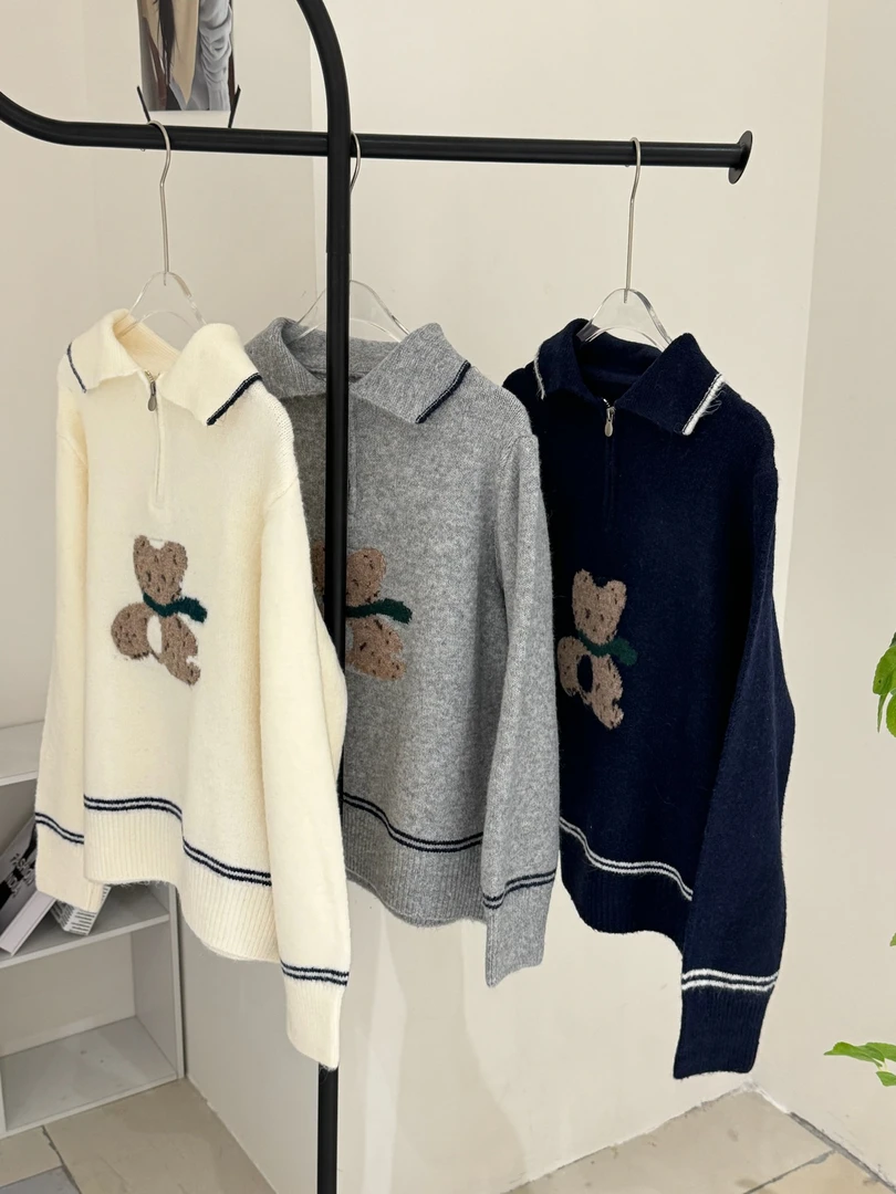 米满满-THE  Bohe（#12739）针织半拉链百搭毛衣上衣