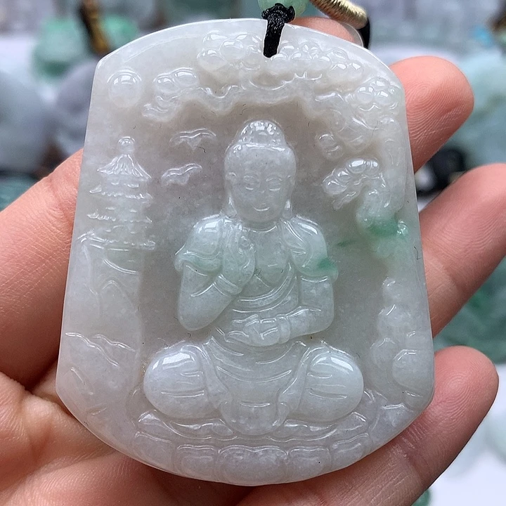翡翠未镶嵌颈饰阿尼陀佛福利卡厚8+