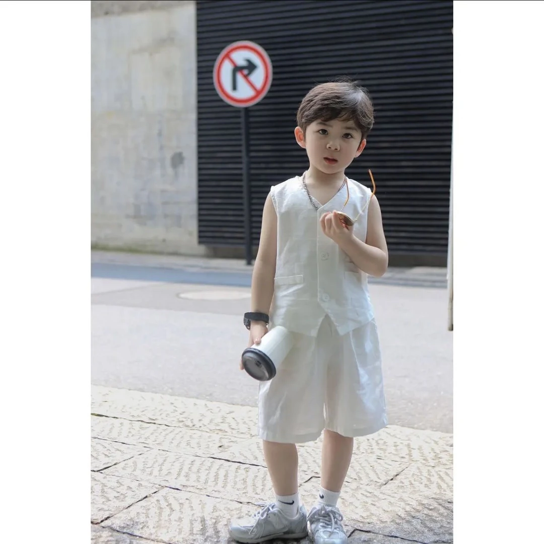 正品巴拉巴拉儿童套装【4989】无袖衬衫夏季2025新款男女童上衣短