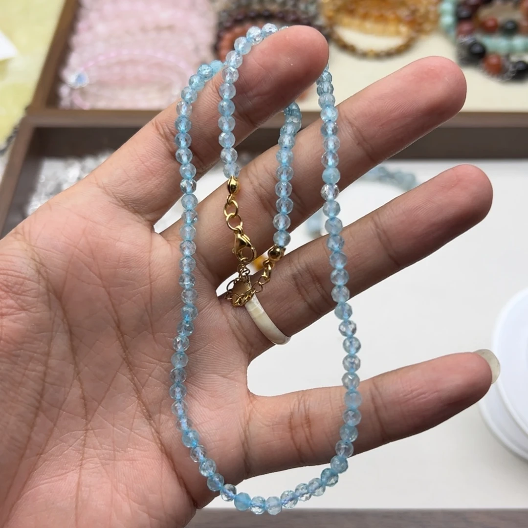 手链水晶未镶嵌蓝托帕项链