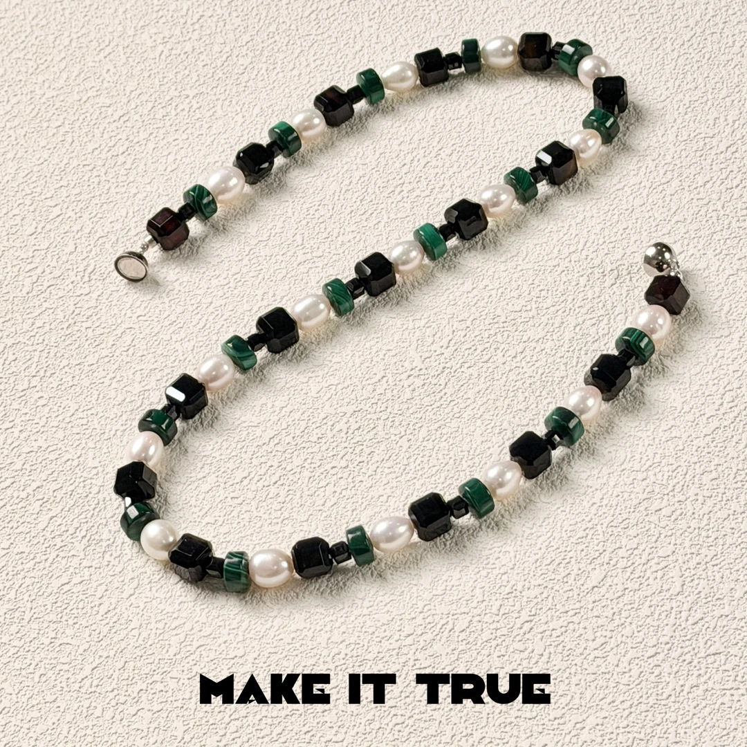 许愿MAKE IT TRUE【长乐】珍珠玛瑙孔雀石项链