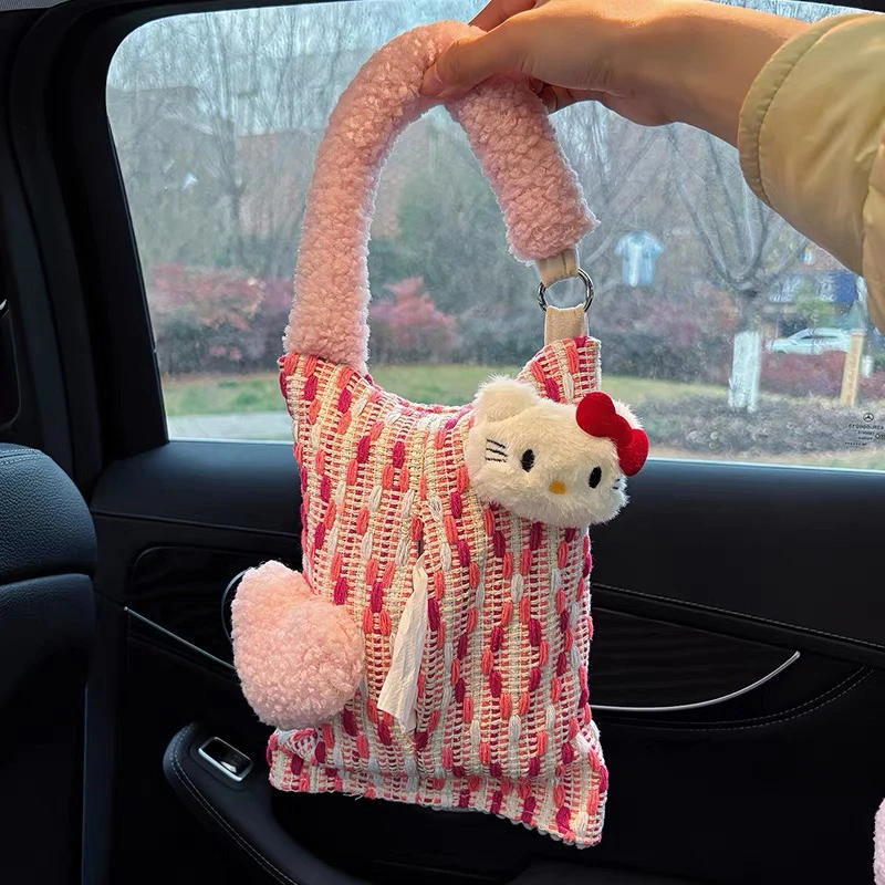车载纸巾盒创意可爱hellokitty抽纸盒汽车纸巾挂袋车内纸抽盒女
