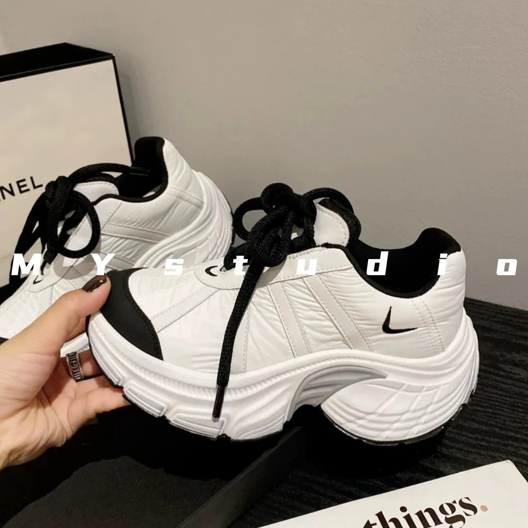 MYstudio欧货厚底老爹鞋女增高6厘米运动休闲真皮老爹鞋