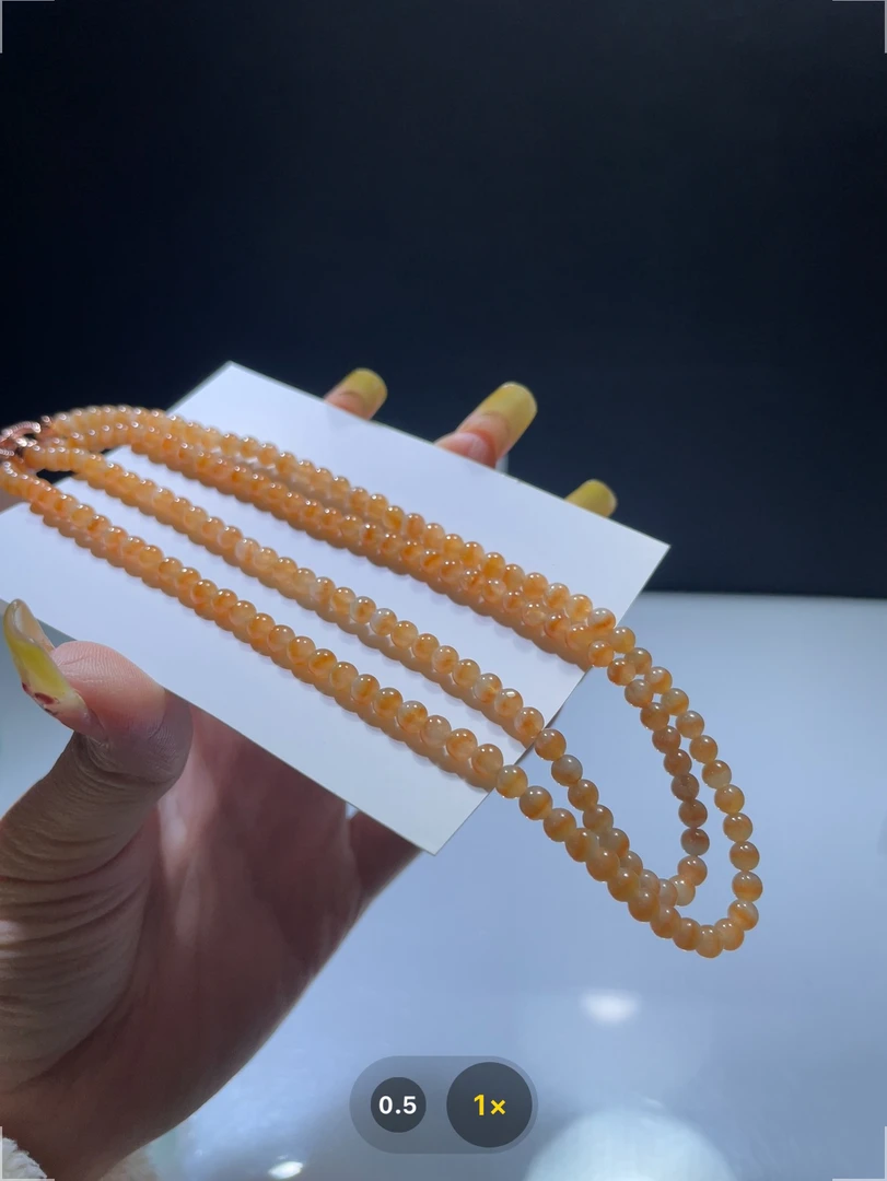 定制未镶嵌翡翠A货天然橘红鸳鸯长链卡4.2左右