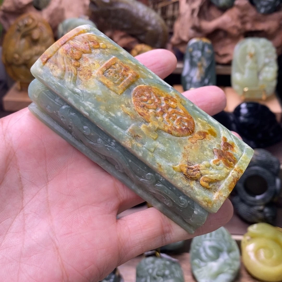 岫岩河磨玉（透闪石质玉）把件未镶嵌升官发财