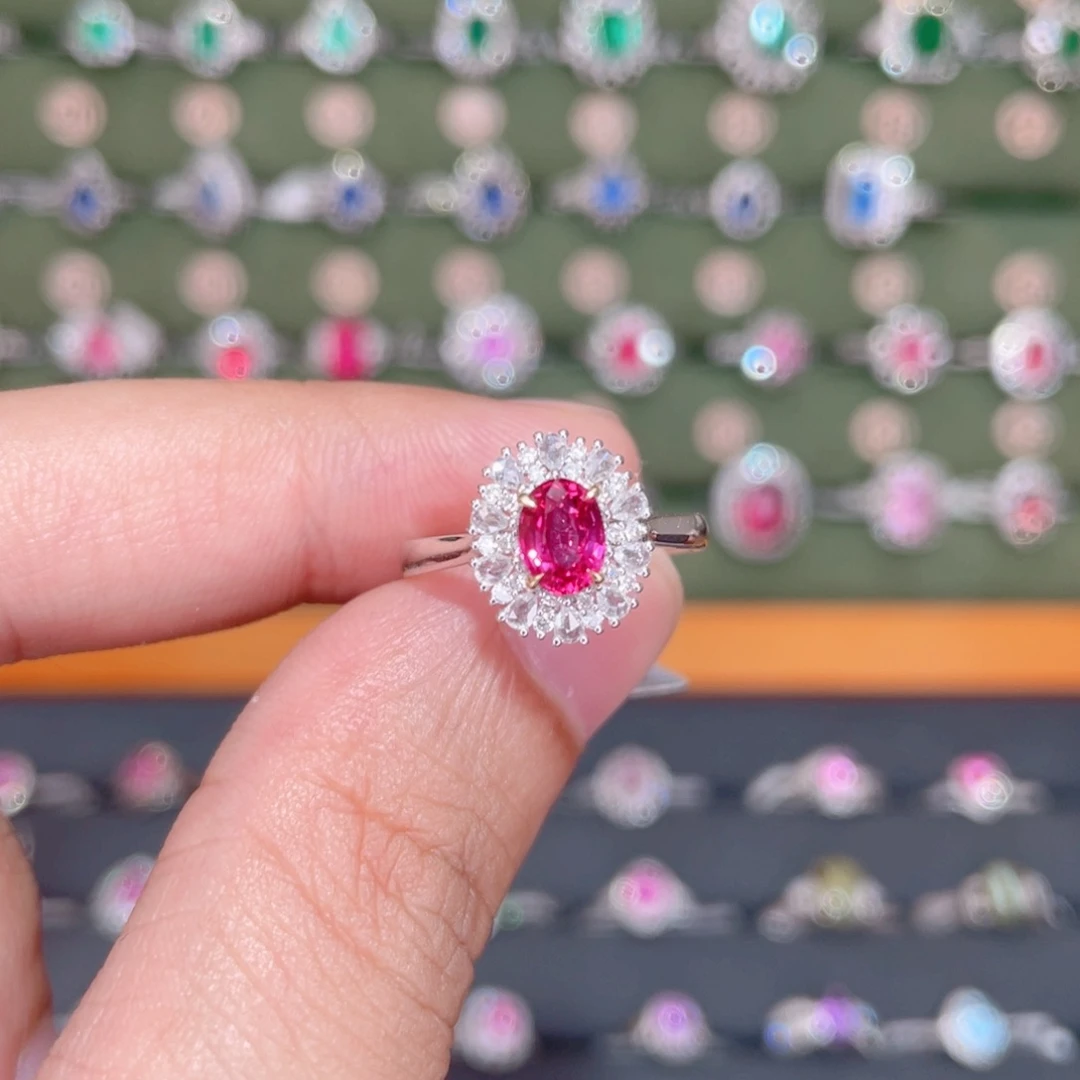 红宝石戒指18K金镶嵌0.83ct 无烧鸽血