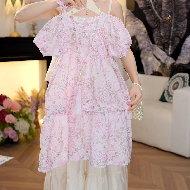 儿童碎花连衣裙洋气甜美小女孩泡泡袖公主裙HCB685