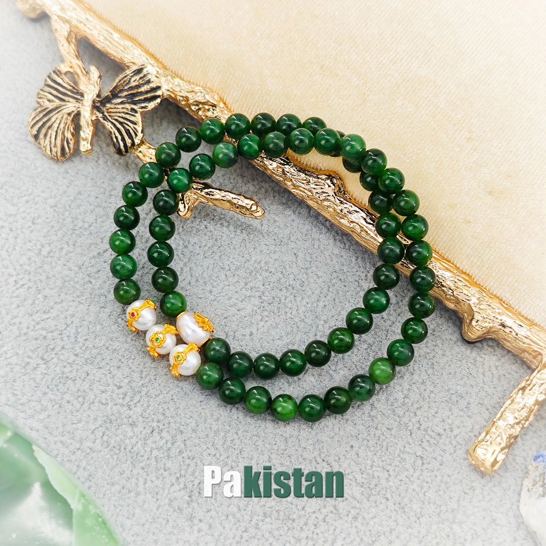 618特惠碧玉配珍珠配饰多圈手串6mm/HG-BYSC-13（多样性发货）