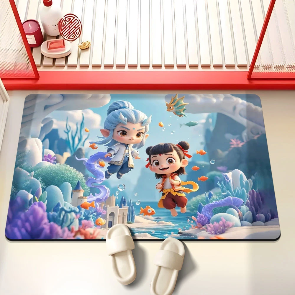 【店铺热销】家用浴室卡通哪吒浴室防滑吸水脚垫卫生间厨房门口地垫