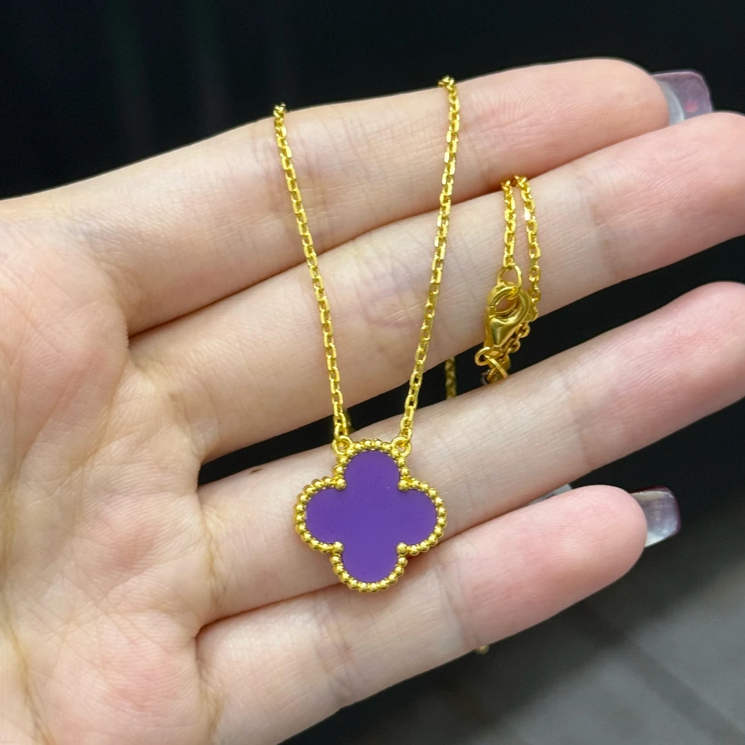 紫色四叶草套链龙虾扣  足金999