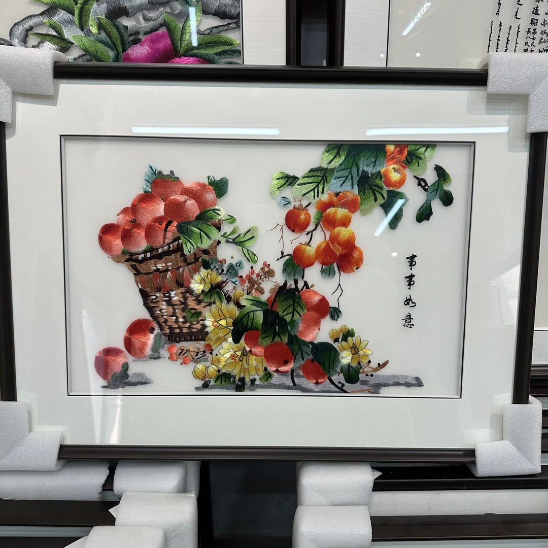 2025新品【事事如意】新中式餐厅画苏绣挂画装饰画柏绣格苏绣工艺品