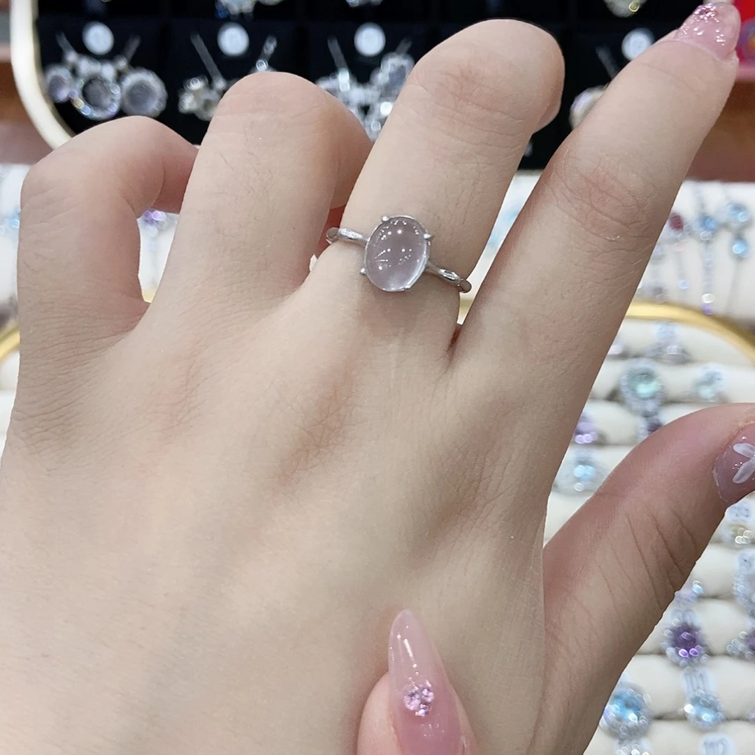 牛***果芙蓉石戒指银S925镶嵌