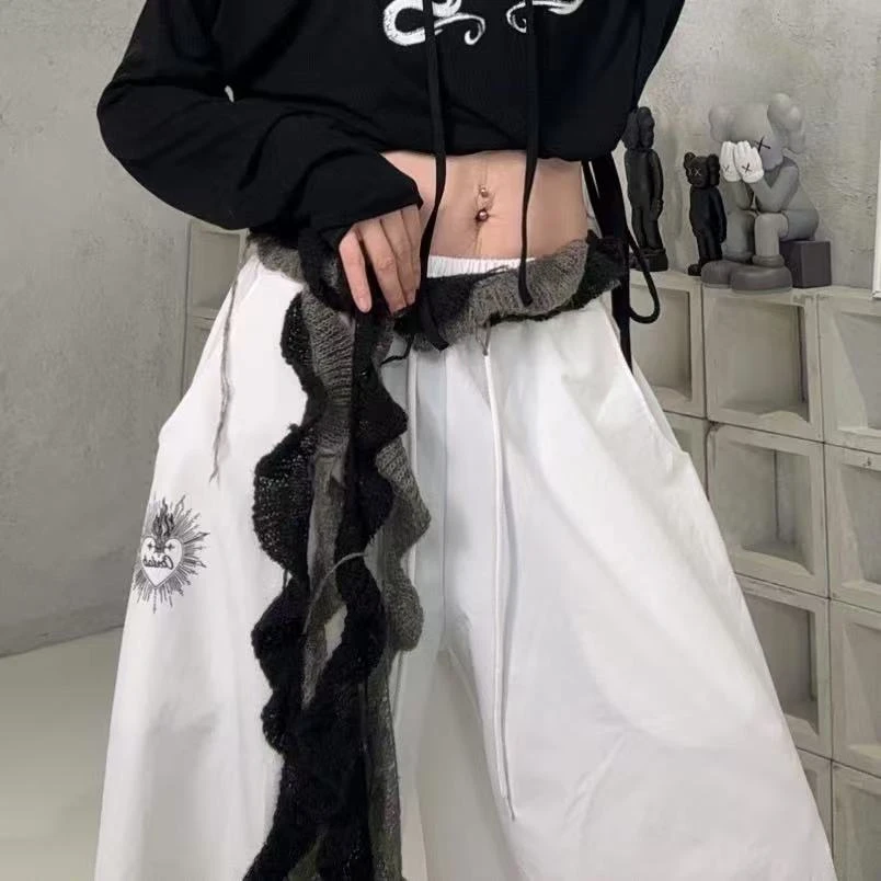 螺旋编织手工挂须荷叶边双色拼接针织小围巾女线织爵士装饰腰搭