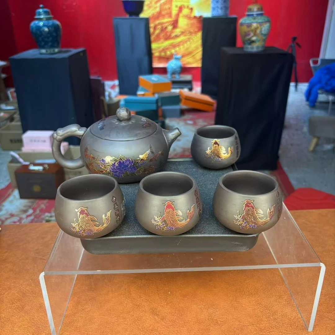 秋香茶具 金玉满堂大西施变色壶+四杯家用泡茶功夫茶具- 5451