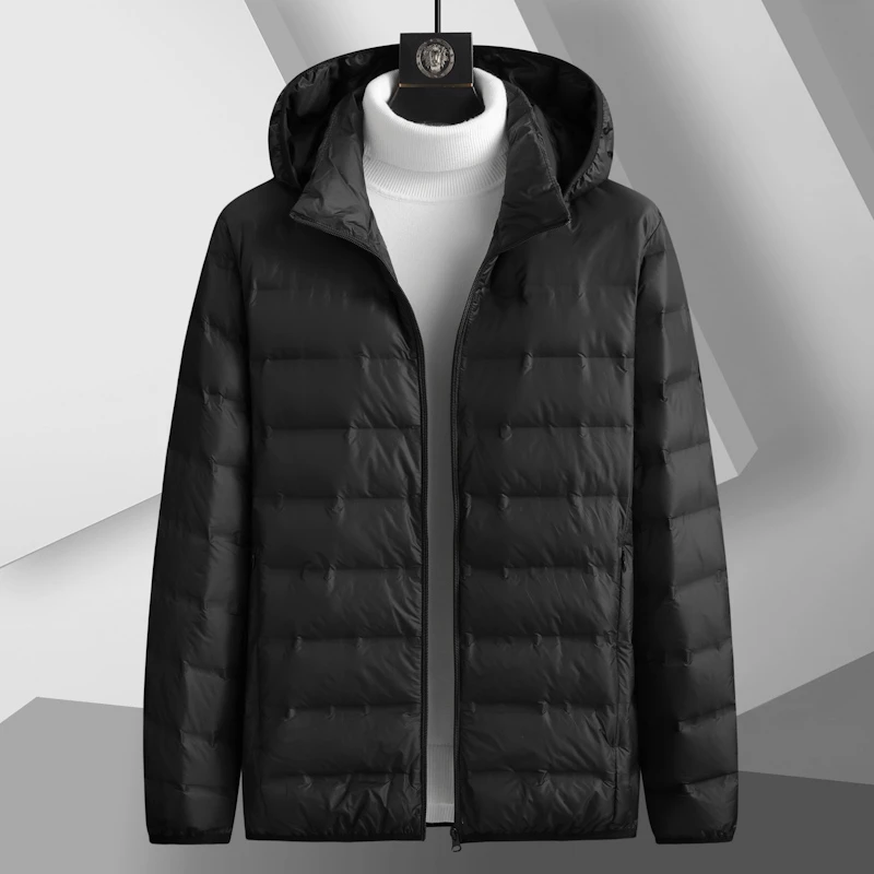 冬季男款羽绒服轻薄款保暖连帽休闲短款防寒保暖轻薄男士羽绒服