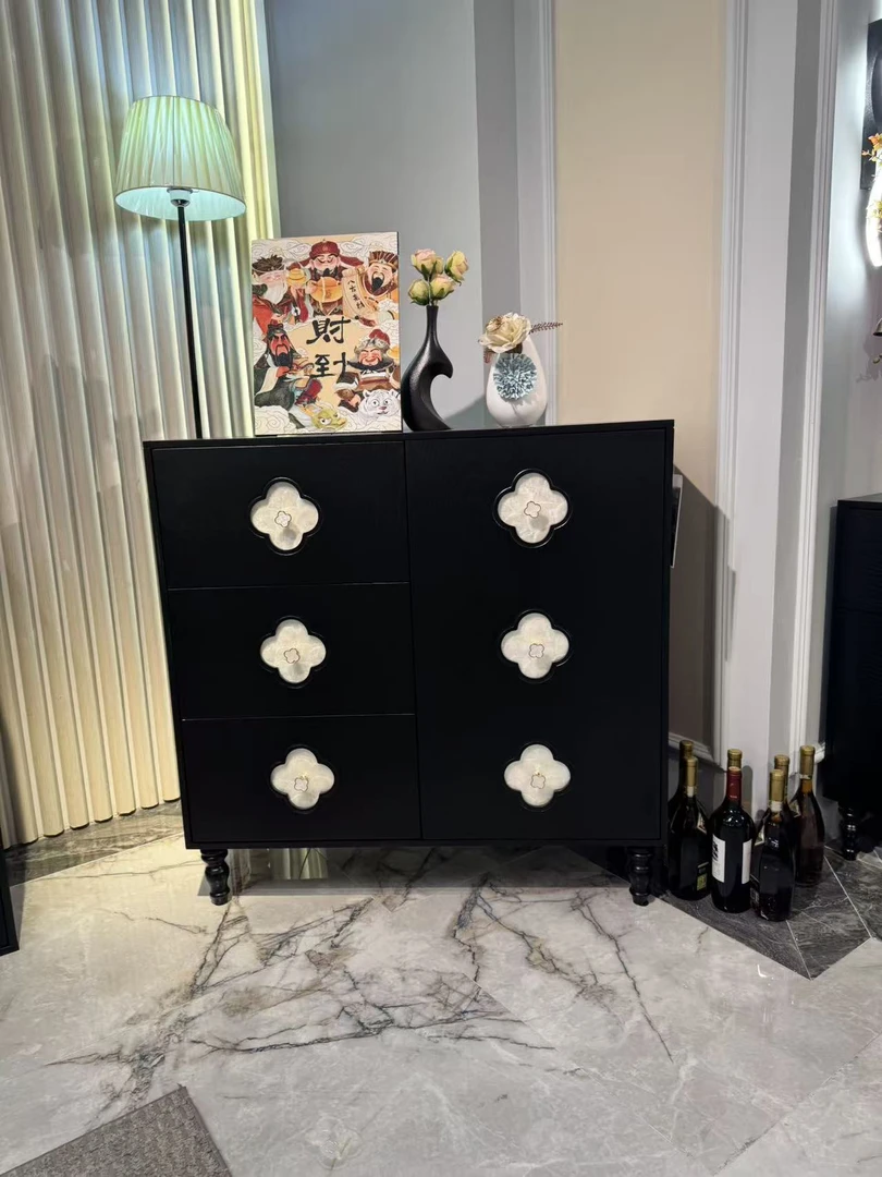 四叶草实木储物贝壳多功能收纳柜玄关柜斗柜鞋柜复古中古餐边