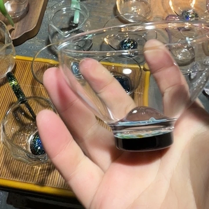 玻璃手工艺品玻璃茶器蓝花语郎杯