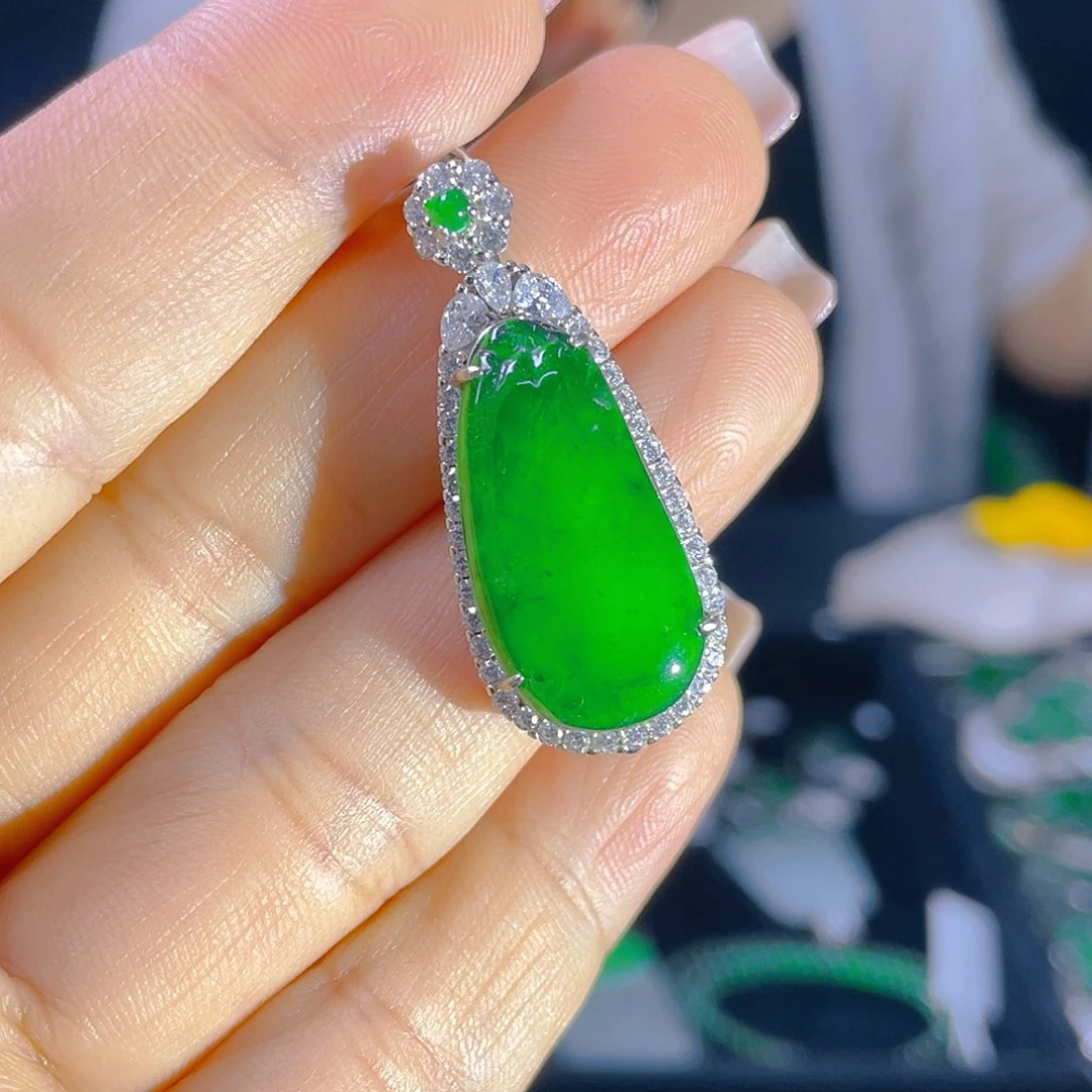 翡翠银S925镶嵌颈饰天然