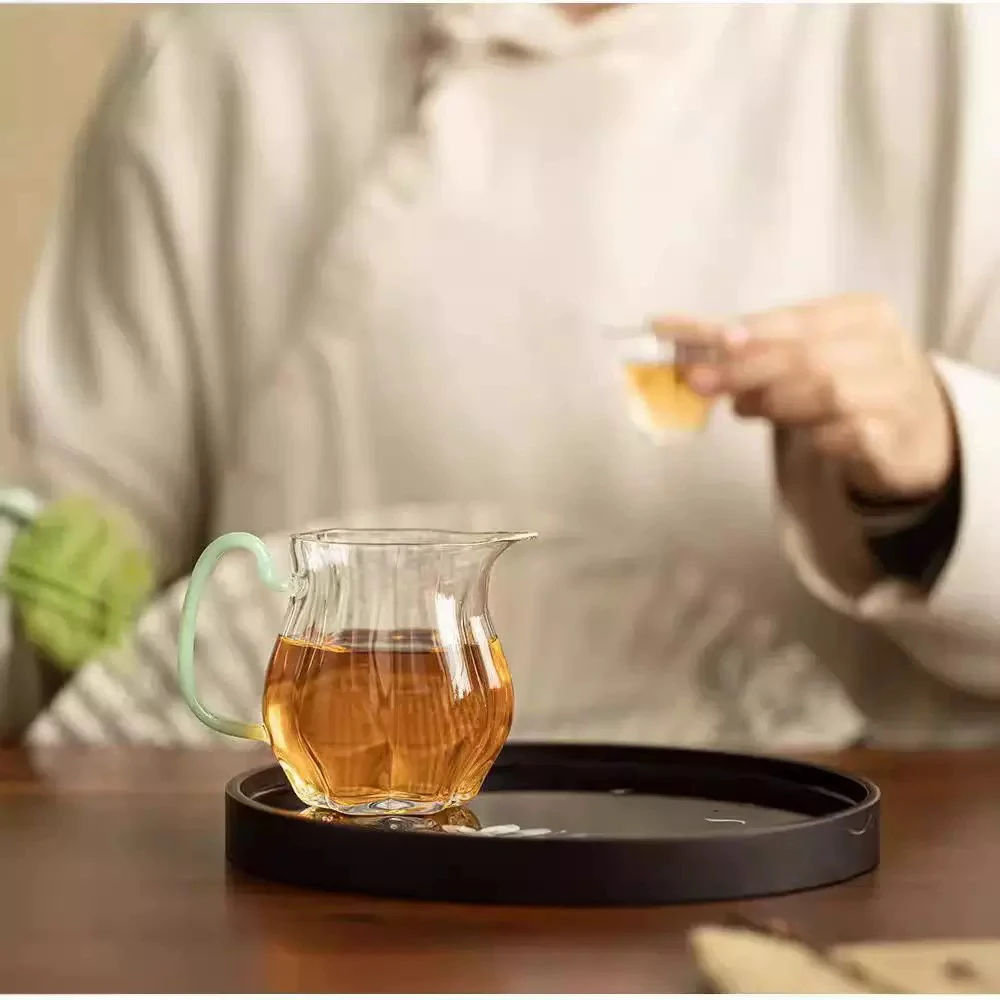 【南风】开播福利 新品 高硼硅玻璃瓜棱公道杯 240cc