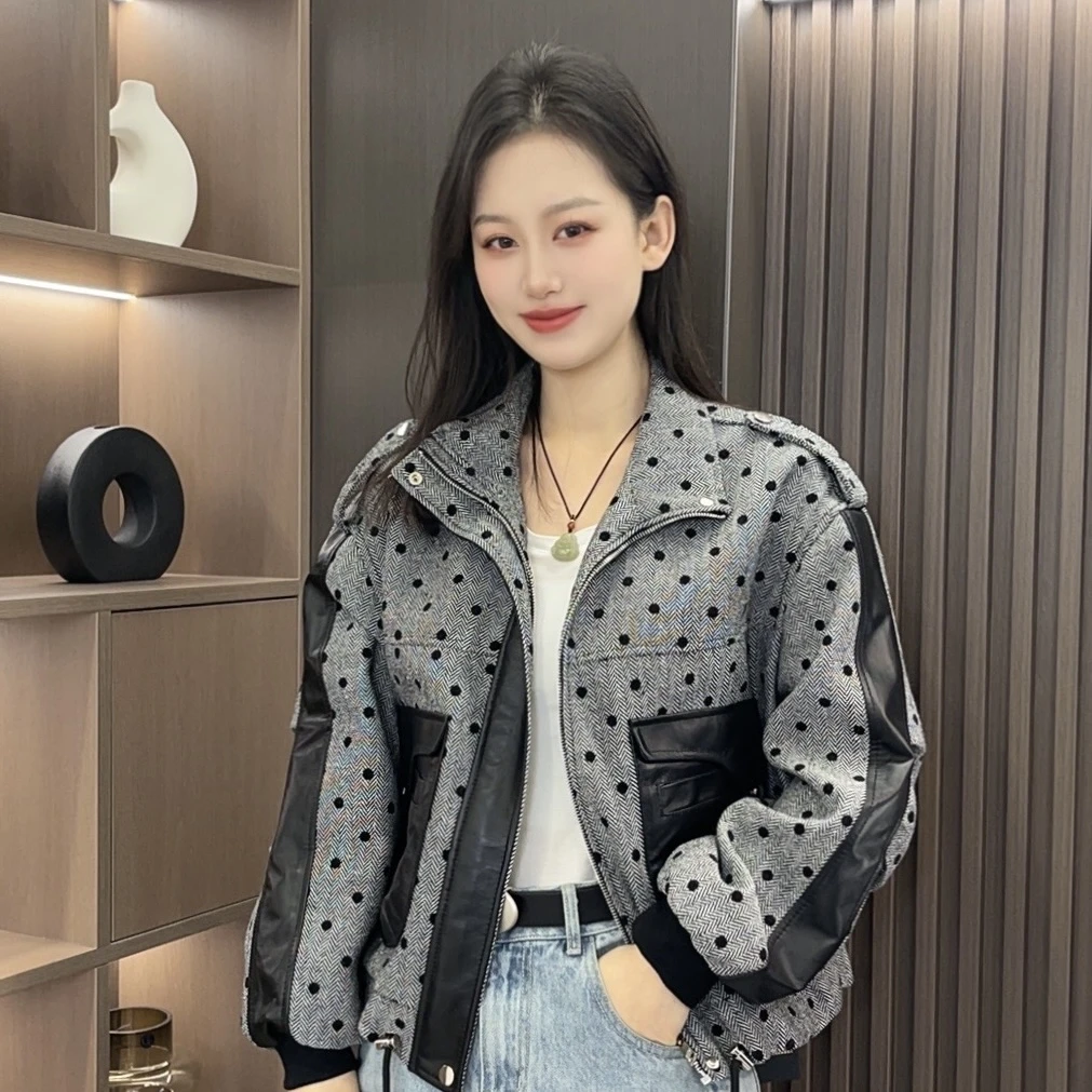 【薪多多推荐】黑色简约短款百搭减龄休闲女士外套-DUODUO-OP865