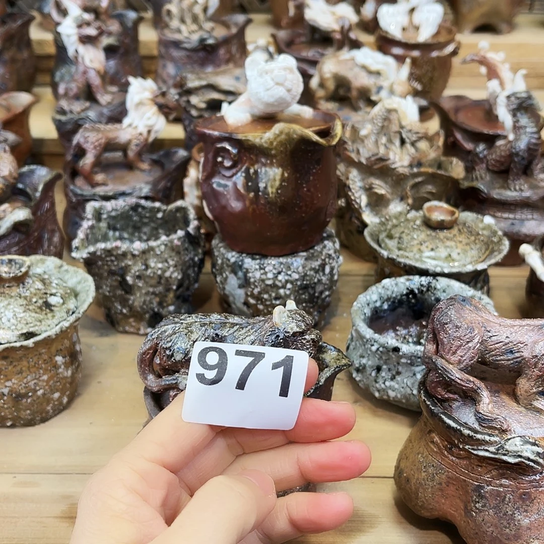 用***2瓶柴烧粗陶手捏宝瓶