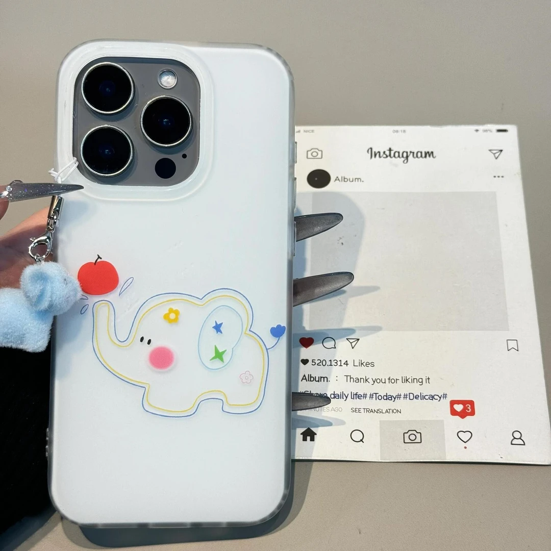 双层IMD彩线条大象适用iPhone16手机壳vivo华为oppo荣耀硬壳小米