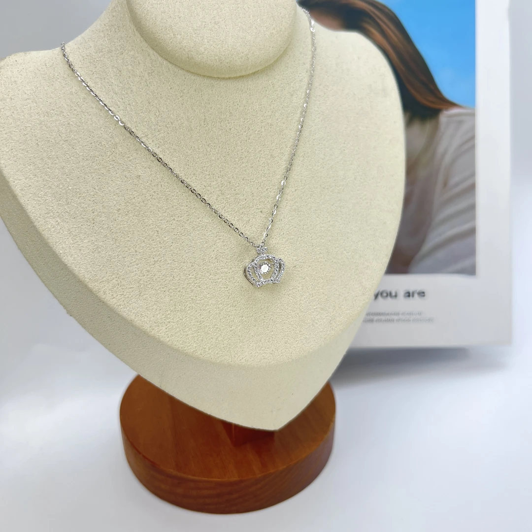 坠链均925银 小皇冠百搭项链精致女轻奢小众锁骨链镶钻吊坠气质