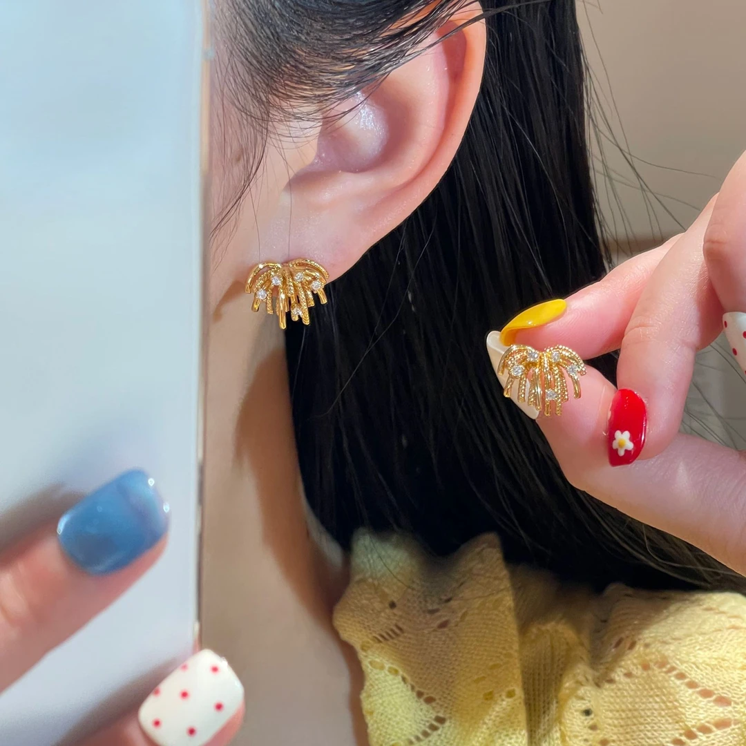 绚烂烟花小众设计感耳钉气质百搭轻奢个性耳饰R3016