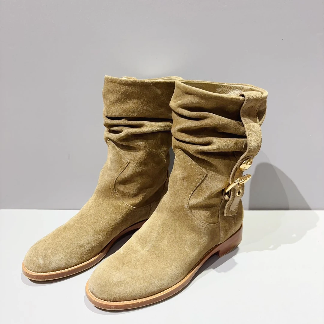 99新 LouisVuitton/路易威登 麂皮堆堆短靴35码