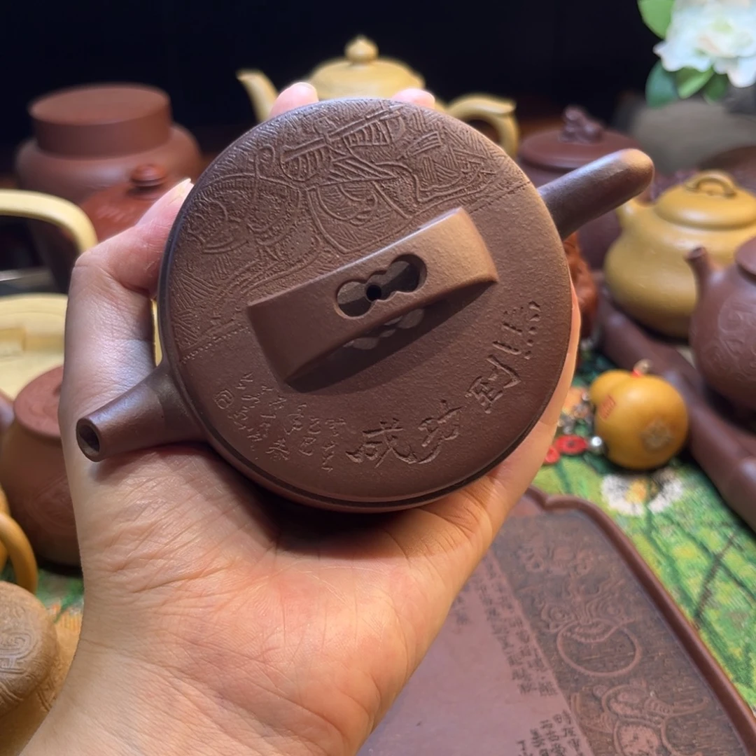 茶壶紫砂紫泥汉瓦160cc车马出行