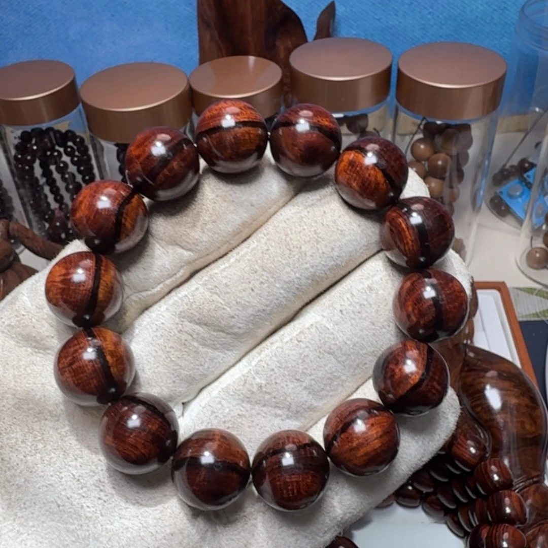 黄花梨/降香黄檀手串/手链海南黄花梨精工1.6大黑线一线天