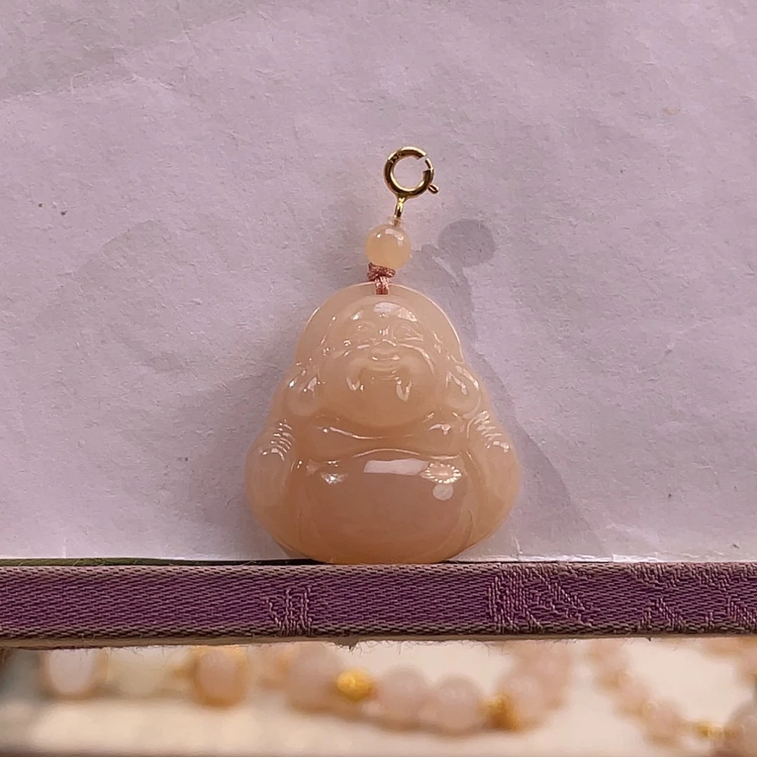 和田玉18K金镶嵌吊坠(不含链)