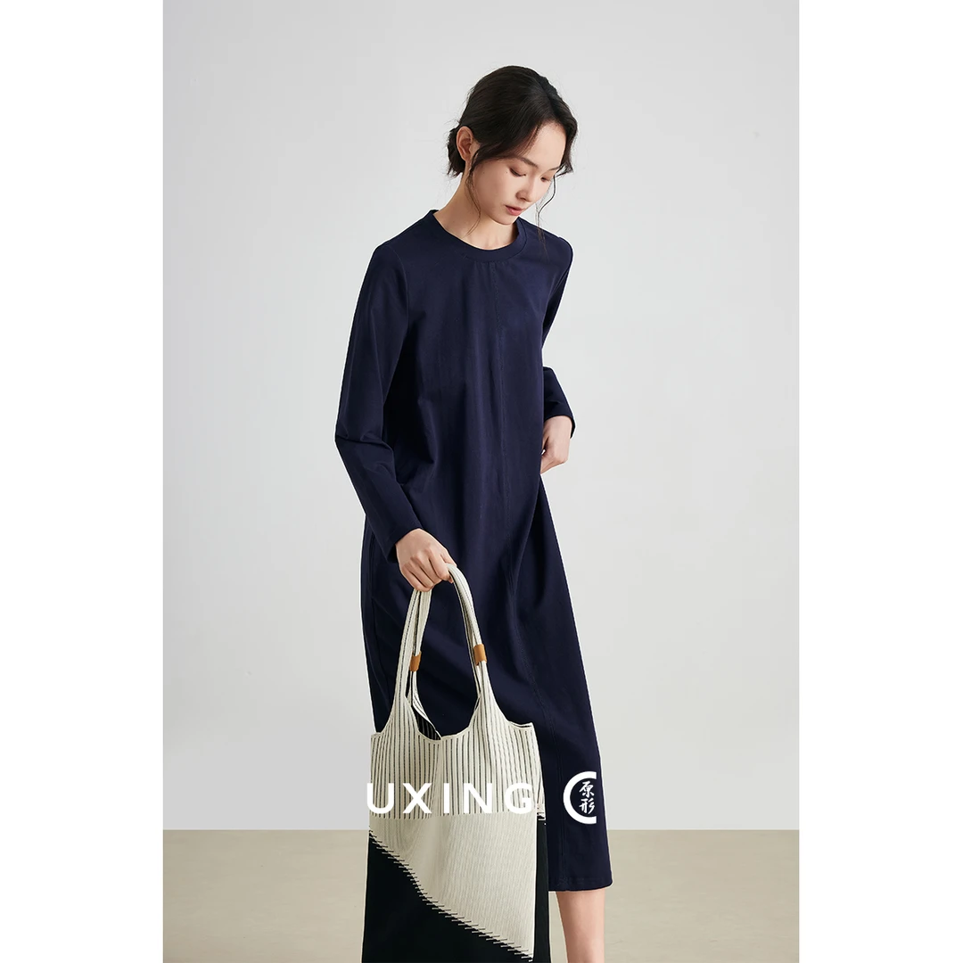 原形显瘦连衣裙韩版高级感圆领连衣裙直筒长裙U87824