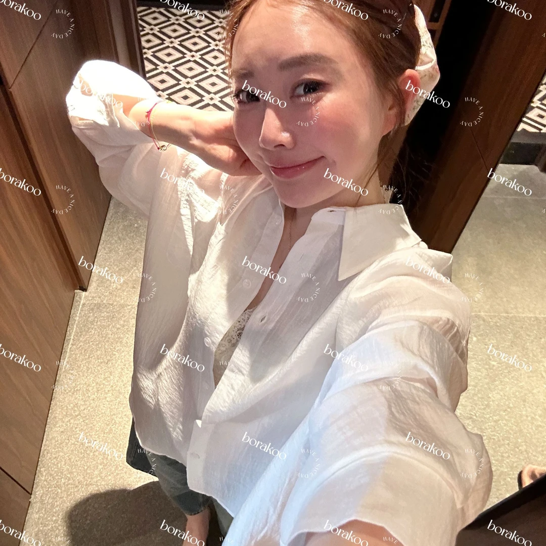 【BORAKOO】白色肌理褶皱衬衫B