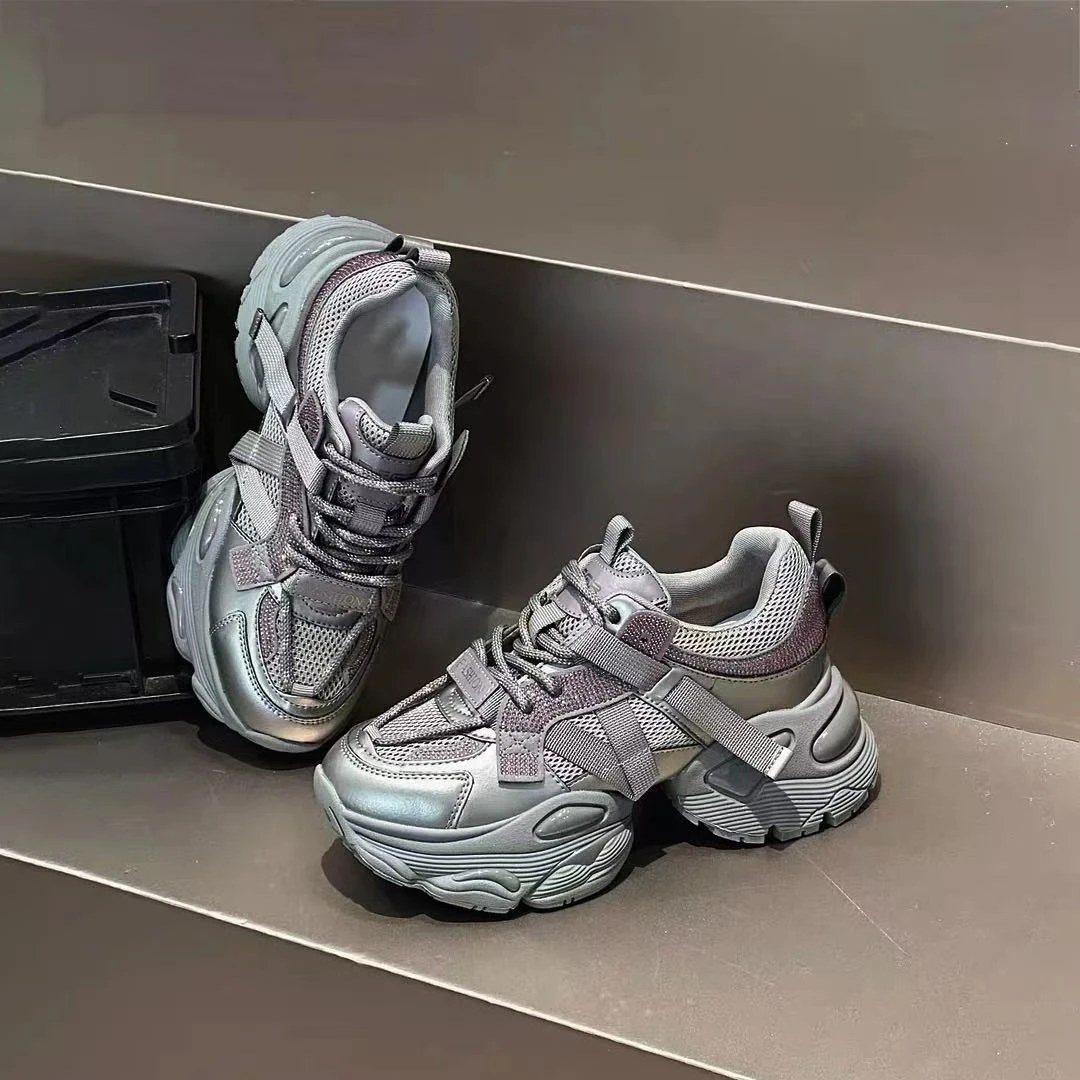 C5931 枪紫  时尚厚底圆头系带女休闲运动老爹鞋