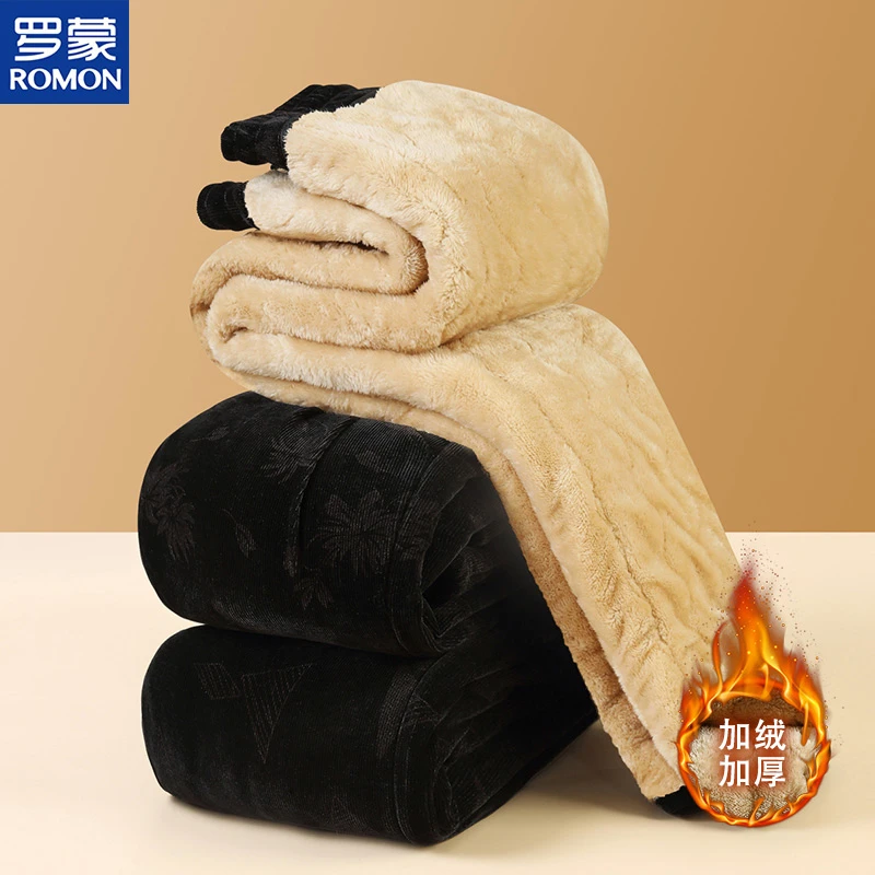 罗蒙妈妈装冬季保暖棉裤老太太加绒加厚裤子中老年女装冬天休闲裤