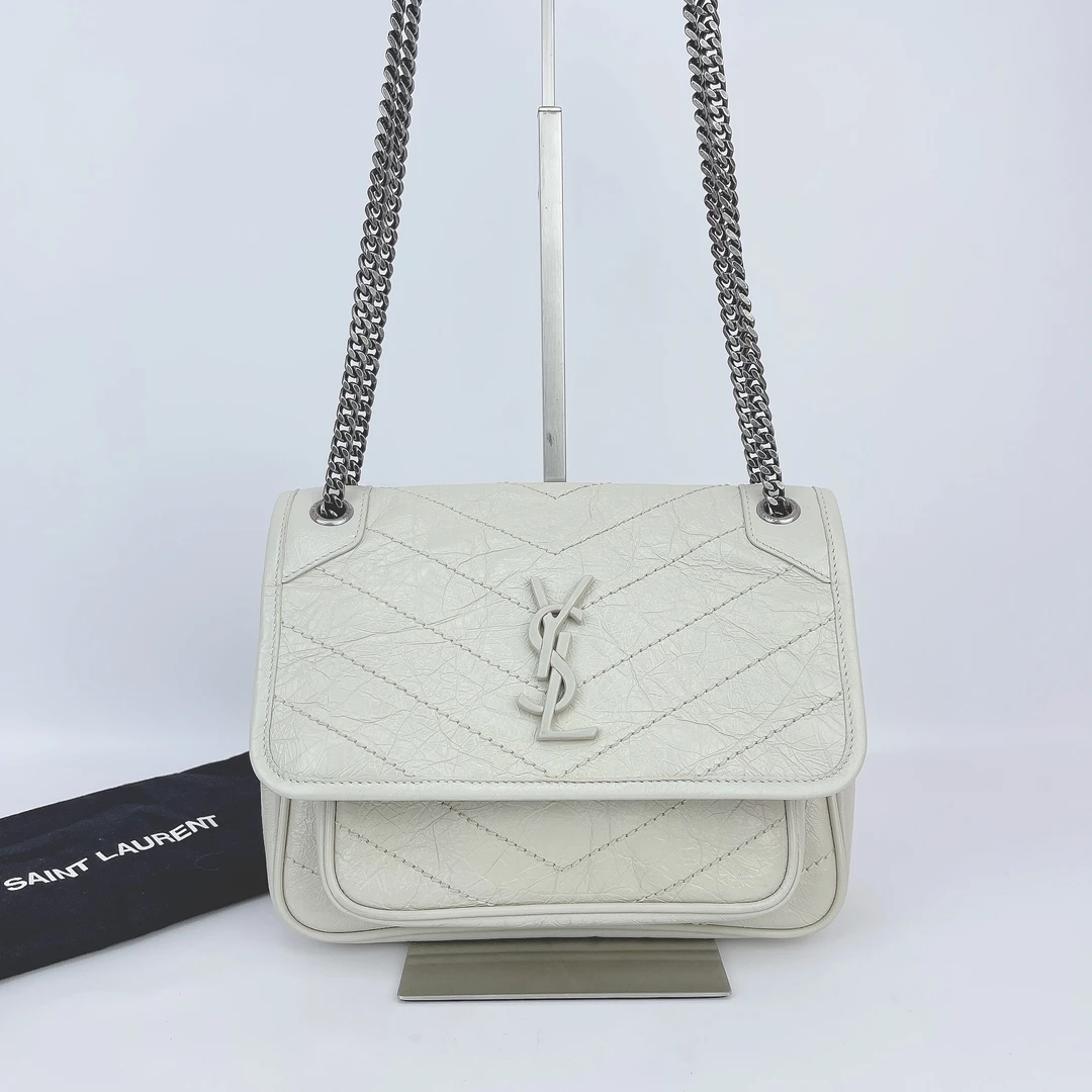 95新 YSL/圣罗兰 圣罗兰 白色niki单肩包底长23 D989