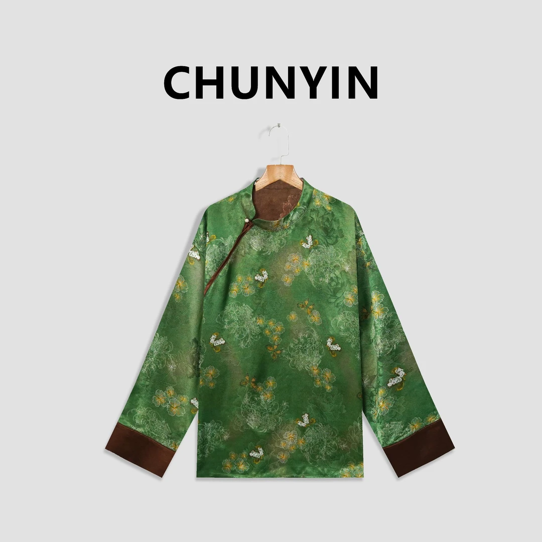 李心儿【夕瑶双面穿】新中式国风设计师提花时尚T恤27931