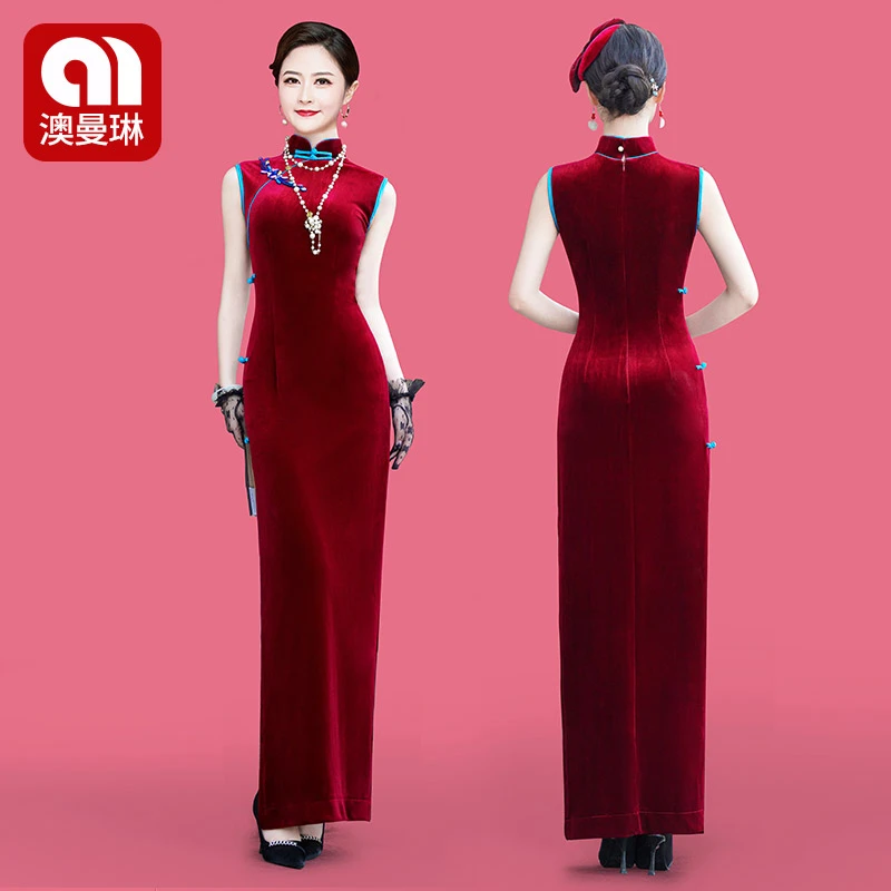 红色旗袍女2025夏新款中国风新中式改良高端优雅气质舞台表演出服