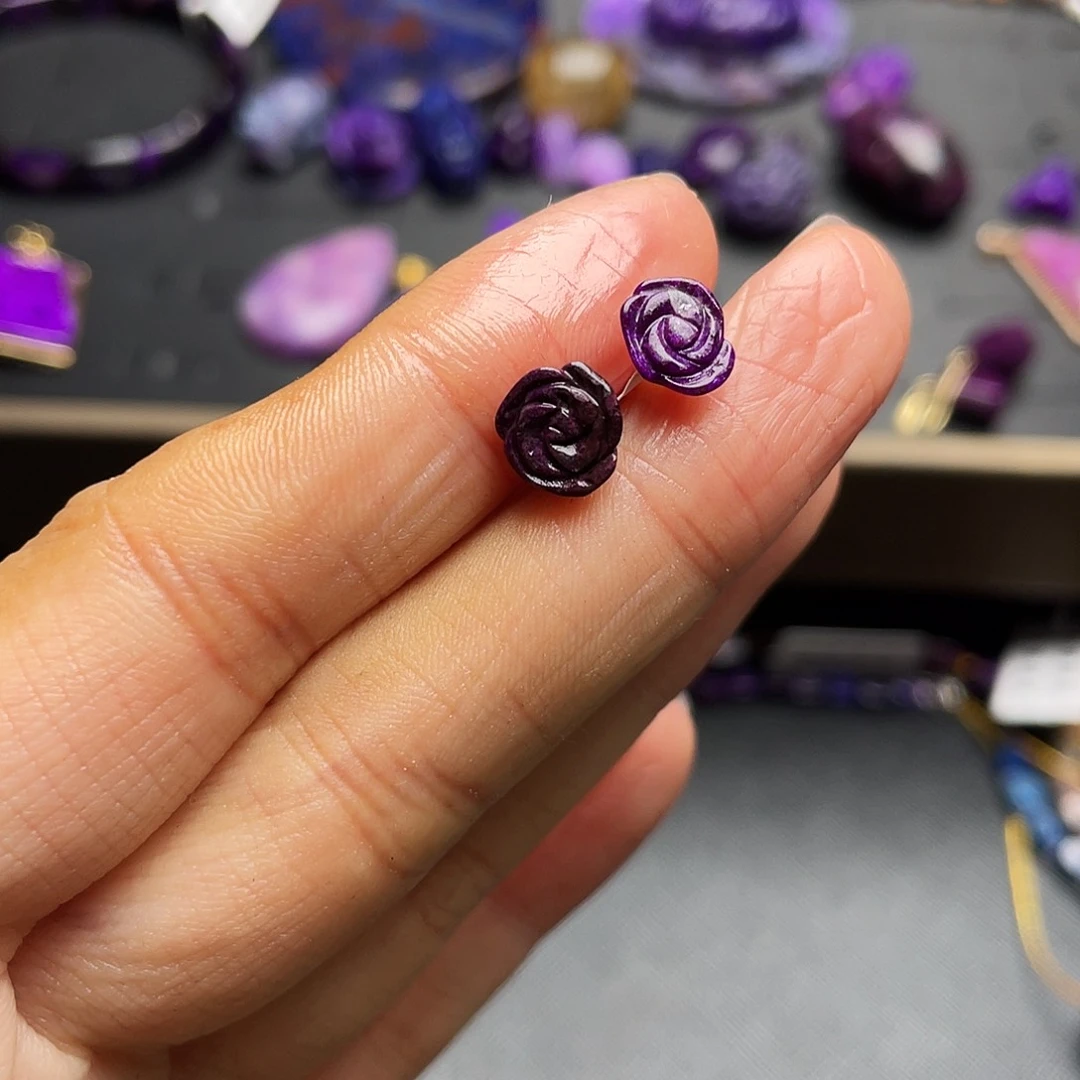 苏纪石（舒俱来）耳环银S925镶嵌