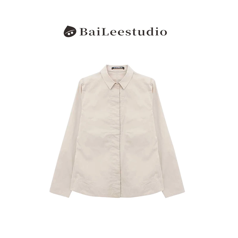 【柏栗良品】韩范净版休闲简约长袖排扣衬衫D17B10