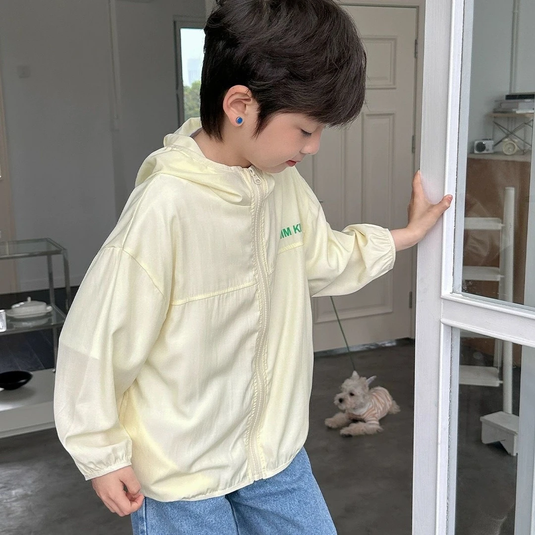 男童夏季防晒衣外穿冰丝外套夏季2025新款儿童装连帽长袖皮肤衣潮
