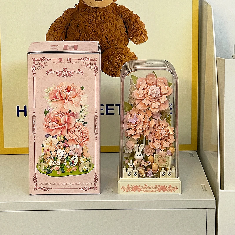康乃馨礼物成人手工积木花束栀子玫瑰茉莉女生日小众创意手工diy