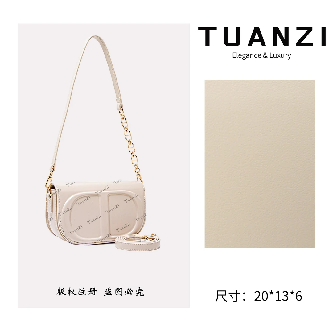 TUANZI【Signature＆Hobo】迪家新款单肩斜挎女包 QYX-9899-西米色