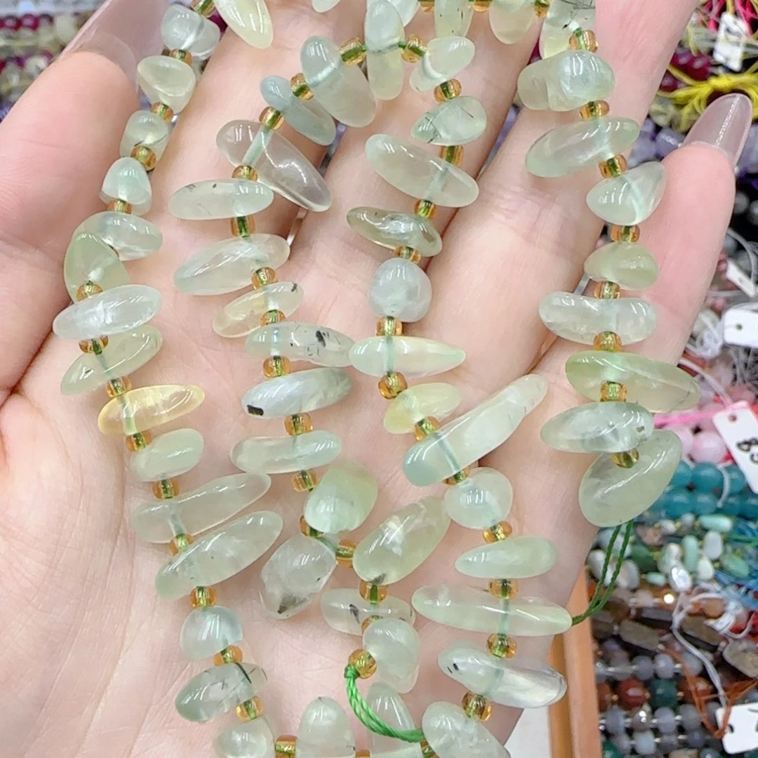 玛瑙/玉髓未镶嵌珠宝半成品葡萄石边孔一条特价