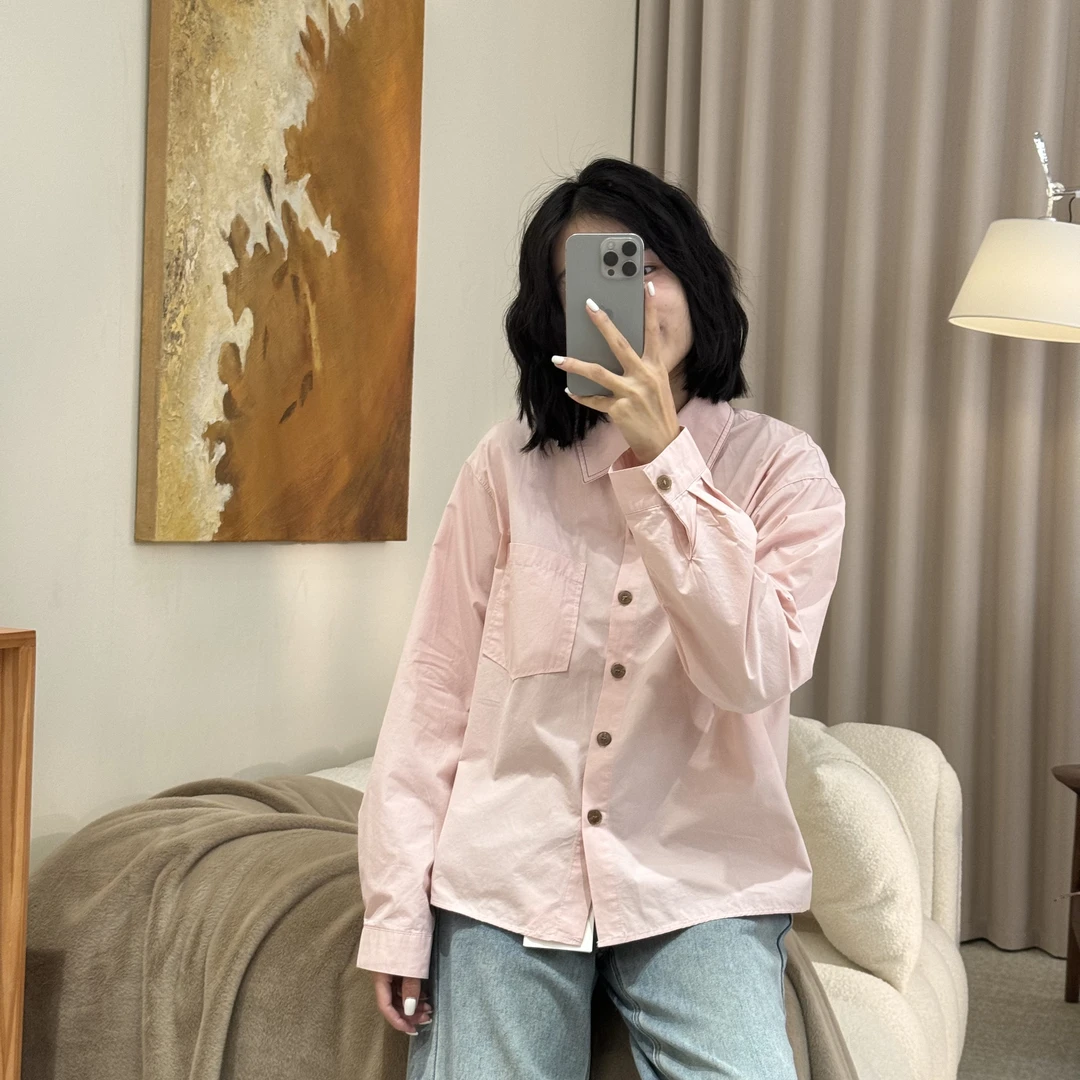 喜樂  2025明线翻领衬衫春季新款时尚百搭文艺复古小众休闲女上衣